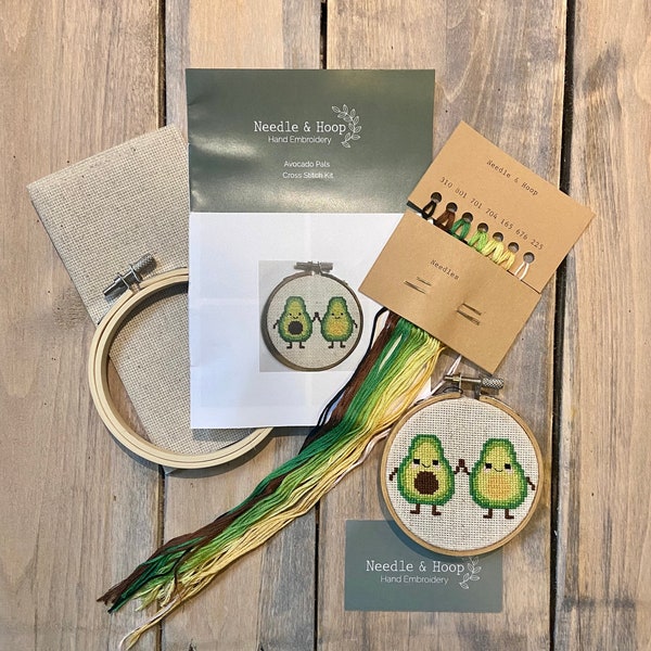 DIY Cross Stitch Kit, Avocado Pals, Cross stitch Pattern