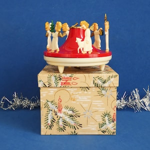 Vintage German Angel Music Box: Plays Silent Night, 1950s Christmas Decor