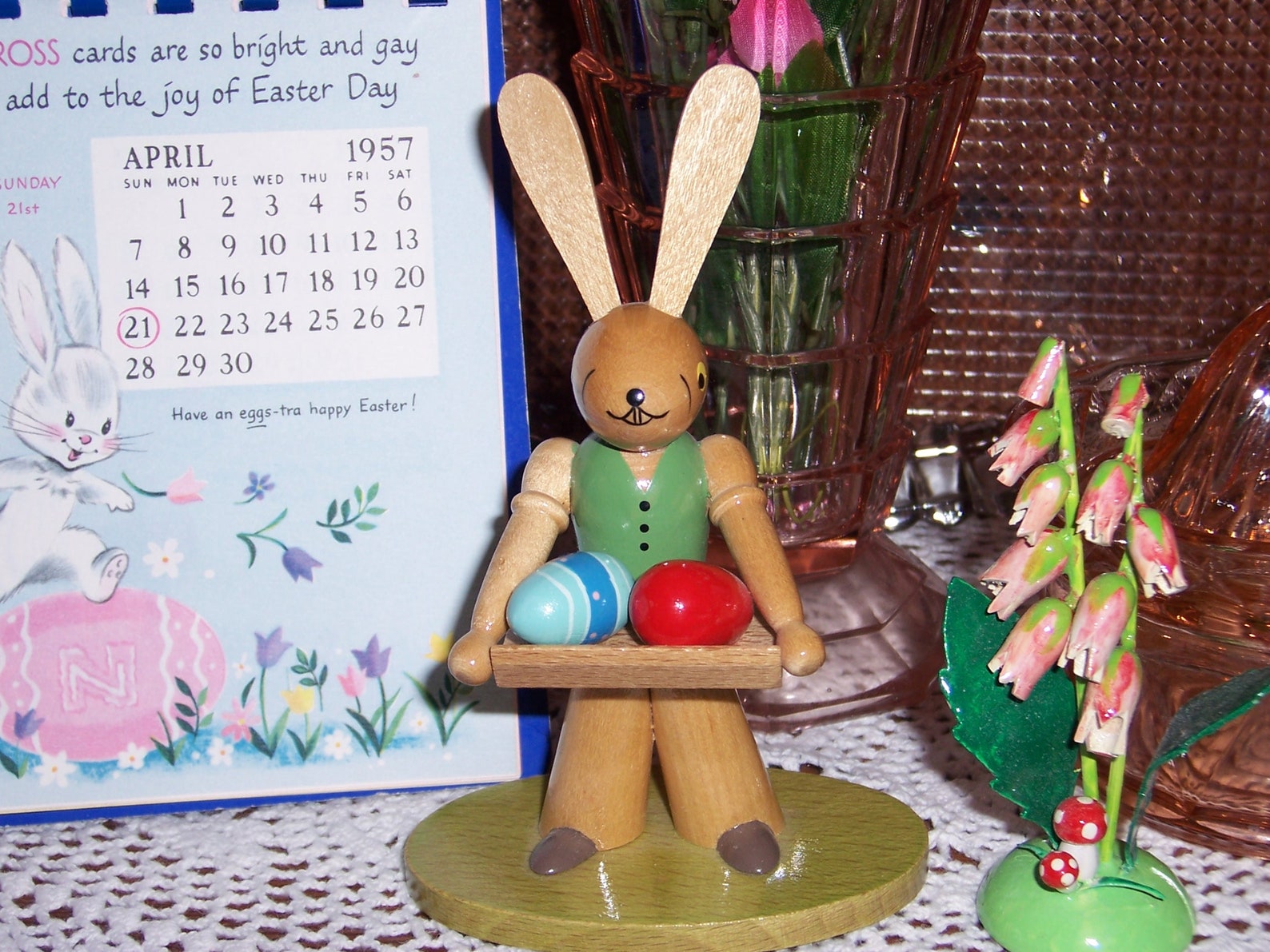 German Wooden Easter Bunny Figures from the Erzgebirge