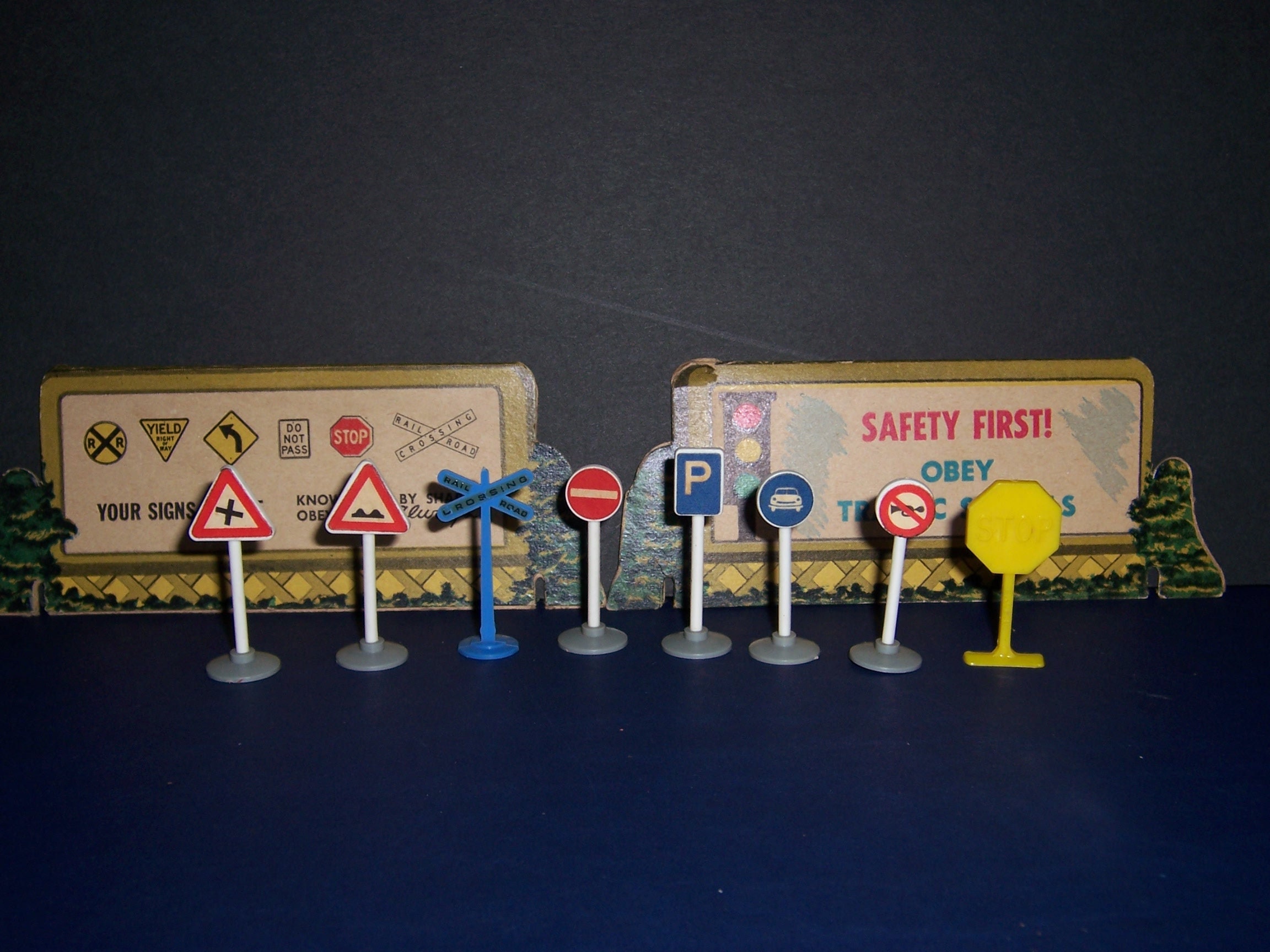 Vintage Toy Train Traffic Signs Railroad Signs Etsy