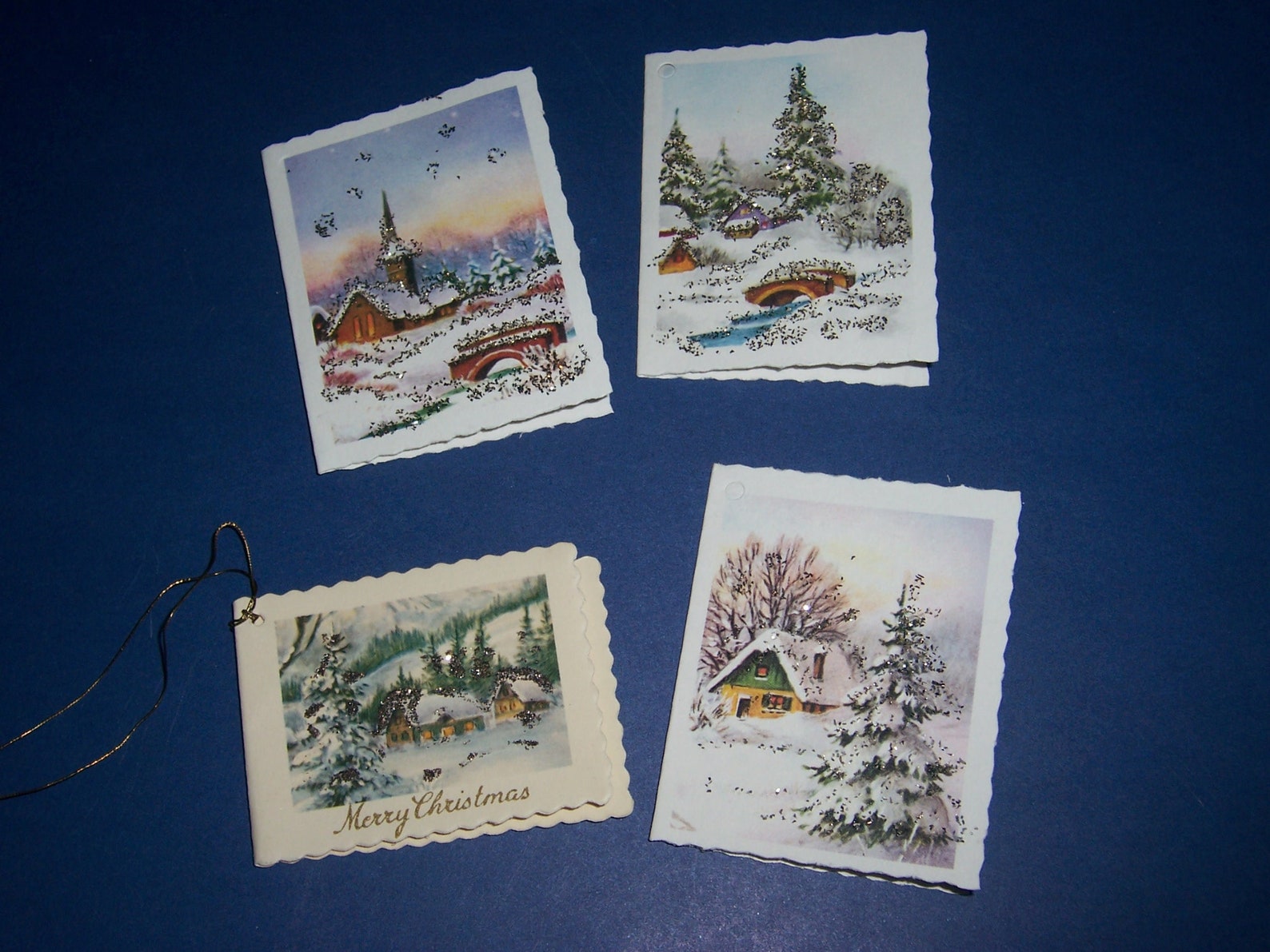 1950's German Christmas Gift Tags Glitter Card Western | Etsy