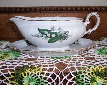 Vintage Winterling Bavaria Gravy Boat, Lily of the Valley Floral Design