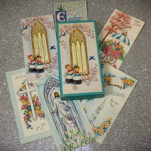 Vintage Easter Card Lot with Box (6) 1960's Unused Cards