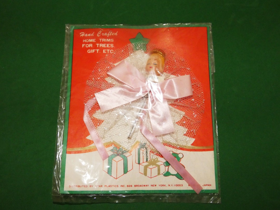 Vintage 1950's Angel, Package Tie On, Pink Christmas Tree Topper, Japan ...