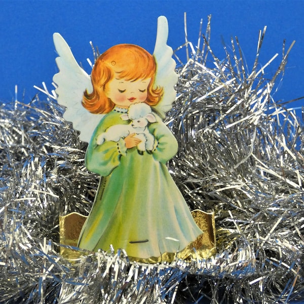 Vintage Dennison Christmas Angel 1960's Paper Party Favor Nut Cup/Candy Small 3 1/2 Inches High