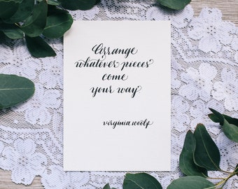 Virginia Woolf Quote Calligraphy Sign 5x7 Wall Decor Book Lover Gift Adversity Quote Literature Gift Life Quote Inspiring Handwritten Gift