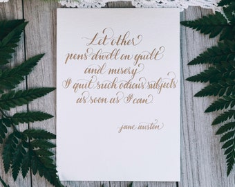 Jane Austen Quote Calligraphy Quote 5x7 Jane Austen Sign Motivational Quote Positive Quotes Good Vibe Quotes Literary Gift Book Lover Gift