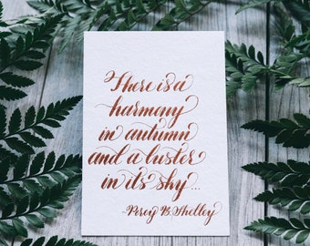 Percy Shelley Quote - Autumn Quote - Handwritten Calligraphy Quote - Book Lover Gift - Autumn Lover Gift - Fall Lover Gift - Book Quote