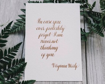 Virginia Woolf Zitat Print, Gold Kalligraphie Kunst (5x7)