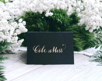 Calligraphy Place Cards Handwritten Elegant Folding Place card Traditional Christmas Table Calligraphy  Black Place Card White Place Card