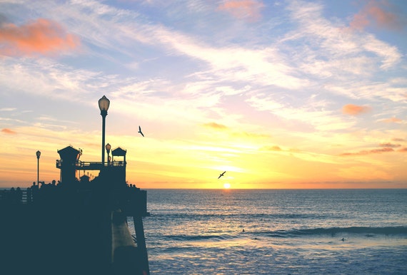 Southport Pier in the UK sunset Canvas Art Cheap Wall Print Home Interior