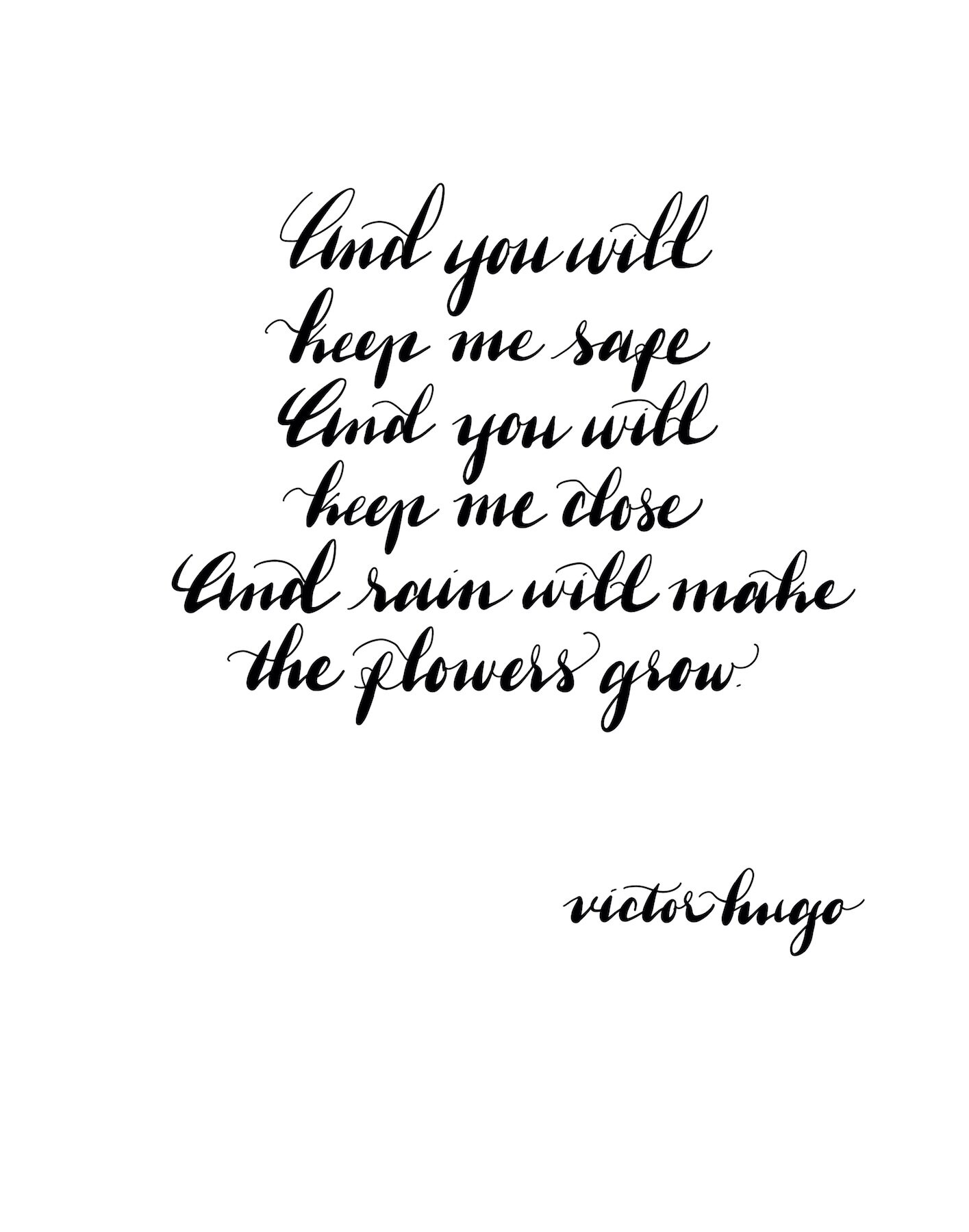 Victor Hugo Quote Download Romantic Quote Calligraphy Wall Art Victor ...