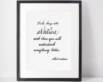 Albert Einstein Quote Download Einstein Print Nature Quote Printable Wall Art Einstein Decor Calligraphy Quote Decor Nature Download