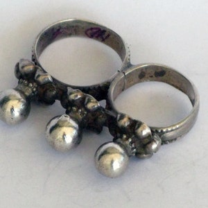 Old Silver Double Ring from  Rajasthan, India