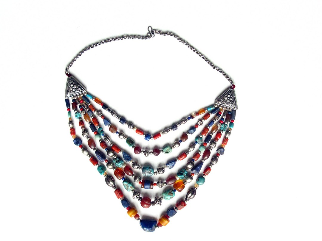【a-70】　Old new Tibetan style necklace Tibetan Stone Necklace – World Woven