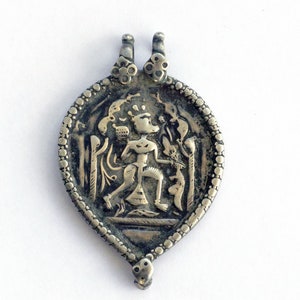 Silver antique Hanuman Amulet from India