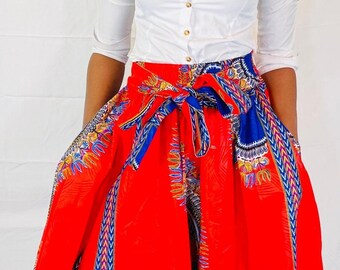 African Print skirt with scarf, Ankara skirt , all Occasion skirt,  African skirt for women ,Dashiki skirt with head wrap