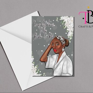 Carte de douche nuptiale pour femmes afro-américaines | Carte nuptiale de douche | Célébrez son jour spécial | Cartes pour femmes | Cartes vierges