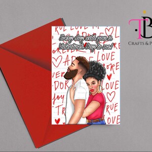Biglietto di San Valentino per donne afroamericane / Biglietto di San Valentino / Festeggia il suo giorno speciale / Biglietti per donne / Biglietti vuoti