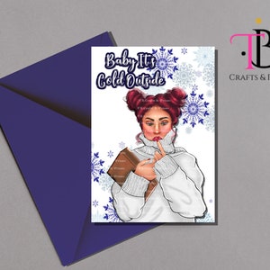 Tarjeta de Navidad afroamericana, tarjeta de felicitación para mujer negra, tarjetas de Navidad para mujeres, ideas de regalos navideños para afroamericanos, tarjetas en blanco