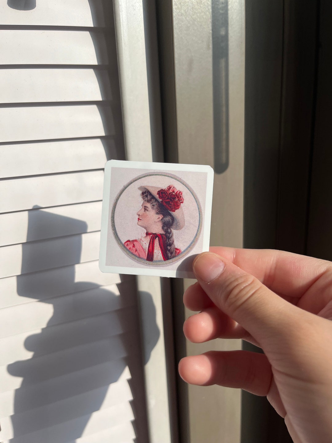Pink Lady Sticker Victorian Woman in Floral Hat Sticker - Etsy