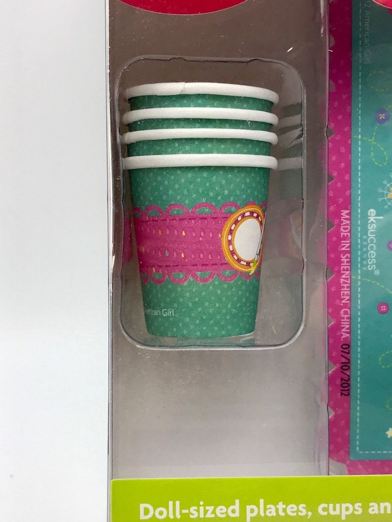 BIRTHDAY~PARTY FAVOR! 4 DOLL PLACEMATS~PLATES~CUPS SALE AMERICAN GIRL CRAFTS