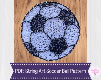 Soccer Ball String Art Template & Directions | PDF | DIY Project | Handmade Gift | Soccer | Craft | String Art | Sign