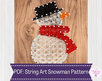 Snowman String Art TEMPLATE & Directions | DIY Project | Handmade Gift | Christmas | Craft | Christmas String Art | PDF Only