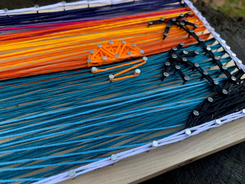 Beach Sunset String Art Template & Directions PDF DIY Project Handmade