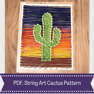 Cactus String Art Template & Directions | PDF | DIY Project | Handmade Gift | Desert | Craft | String Art | Sign
