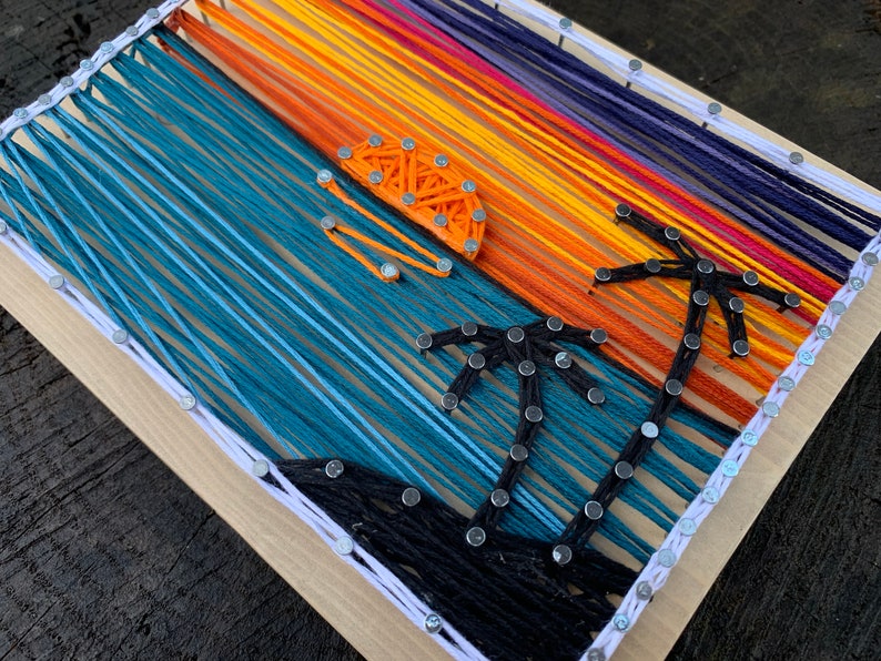 Beach Sunset String Art Template & Directions PDF DIY Project Handmade