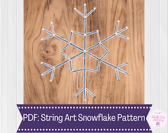 Flocon de neige String Art TEMPLATE & Directions | Projet de bricolage | Cadeau fait main | Noël | Artisanat | Art de chaîne de Noël | PDF uniquement
