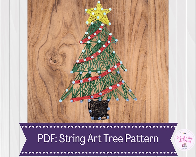 Christmas Tree String Art TEMPLATE & Directions DIY Project Handmade