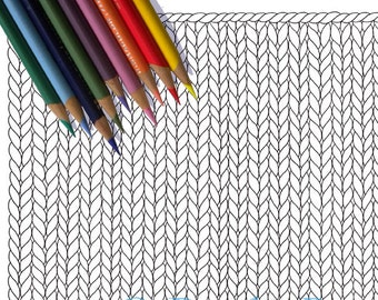 BLANK KNIT HORIZONTAL Coloring Page / Printable Knitting Coloring Page / Drawing of Knitting / Pdf Knitting Art