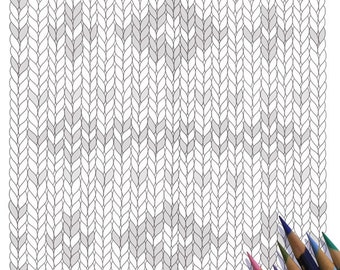 Fair Isle Coloring Page, Knitting Art (Printable PDF)