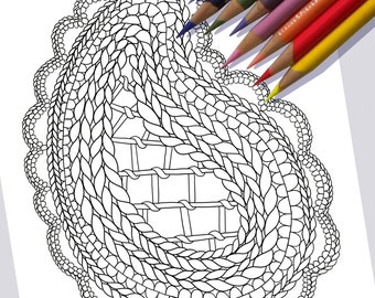 Knitted Paisley Coloring Page, Printable Art (PDF)