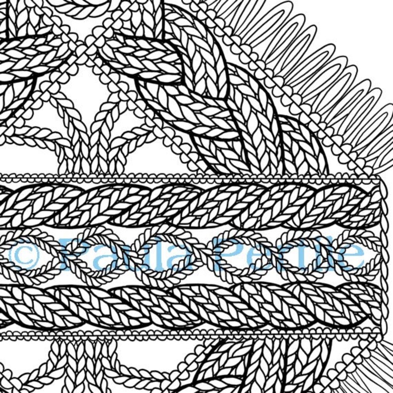 Cable Fringe Knitting Coloring Page (printable PDF) - Etsy