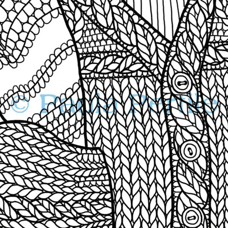 Download KNIT SWEATER Coloring Page / Printable Coloring Page / Drawing | Etsy