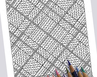 Knit Argyle Coloring Page: Printable Plaid Design (PDF)