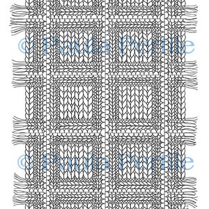 KNIT PLAID Coloring Page / Printable Coloring Page / Drawing of Knitting / PDF Knit Plaid Art image 2