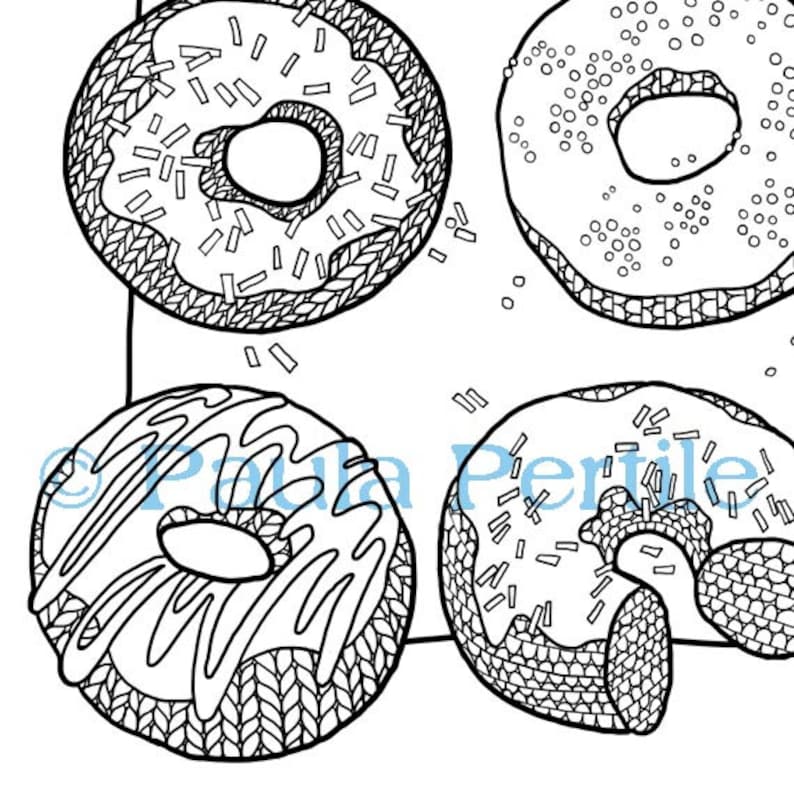 Download KNIT DONUTS Coloring Page / Printable Coloring Page / Drawing | Etsy