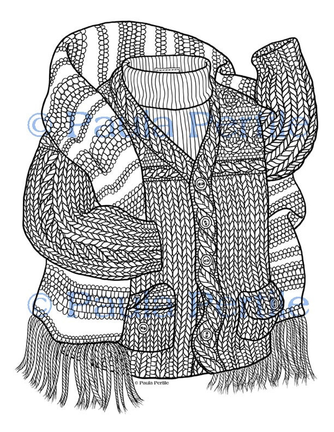 KNIT SWEATER Coloring Page / Printable Coloring Page / Drawing of ...