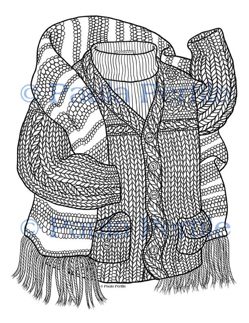 Download KNIT SWEATER Coloring Page / Printable Coloring Page / Drawing | Etsy