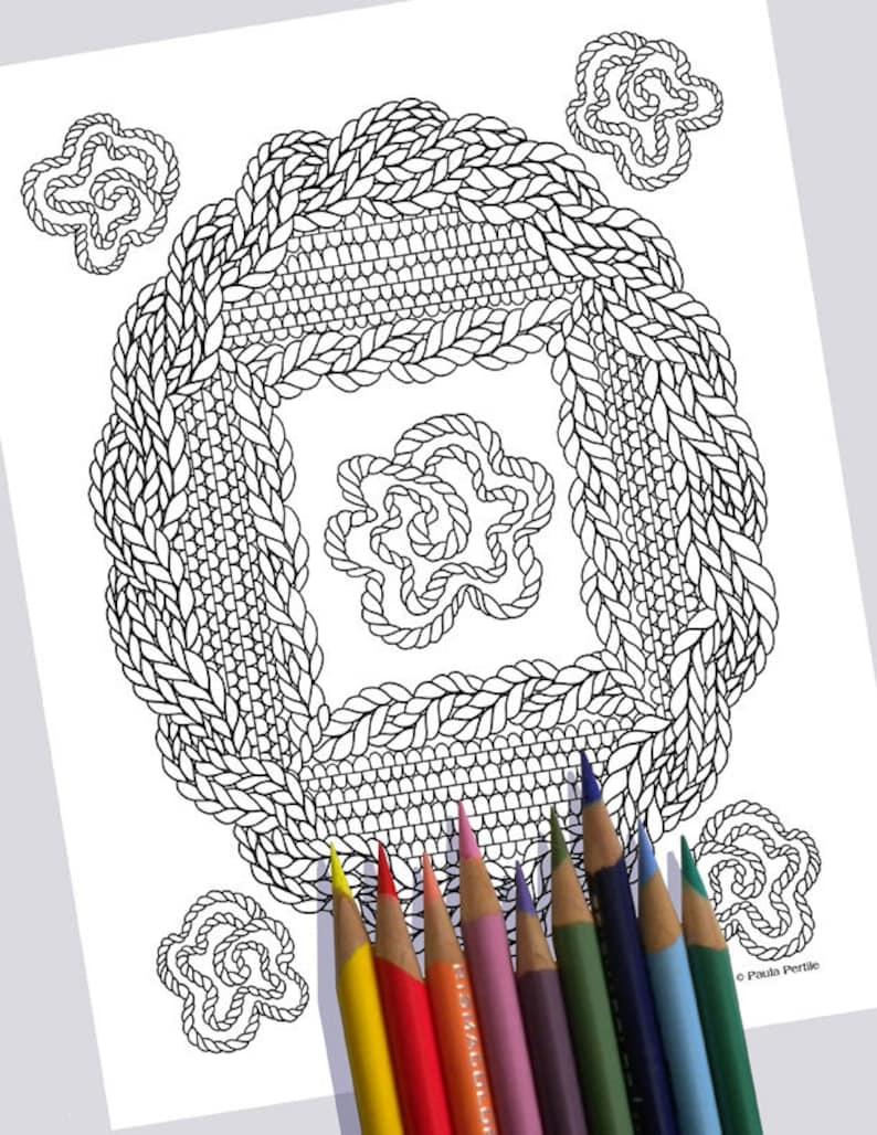 KNIT OVAL FRAME Coloring Page / Printable Coloring Page ...