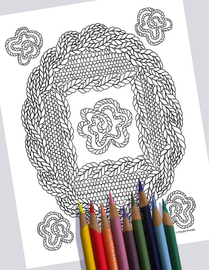 KNIT OVAL FRAME Coloring Page / Printable Coloring Page ...