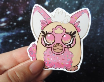 Furby Vinyl Sticker Pink Sprinkle Donut |