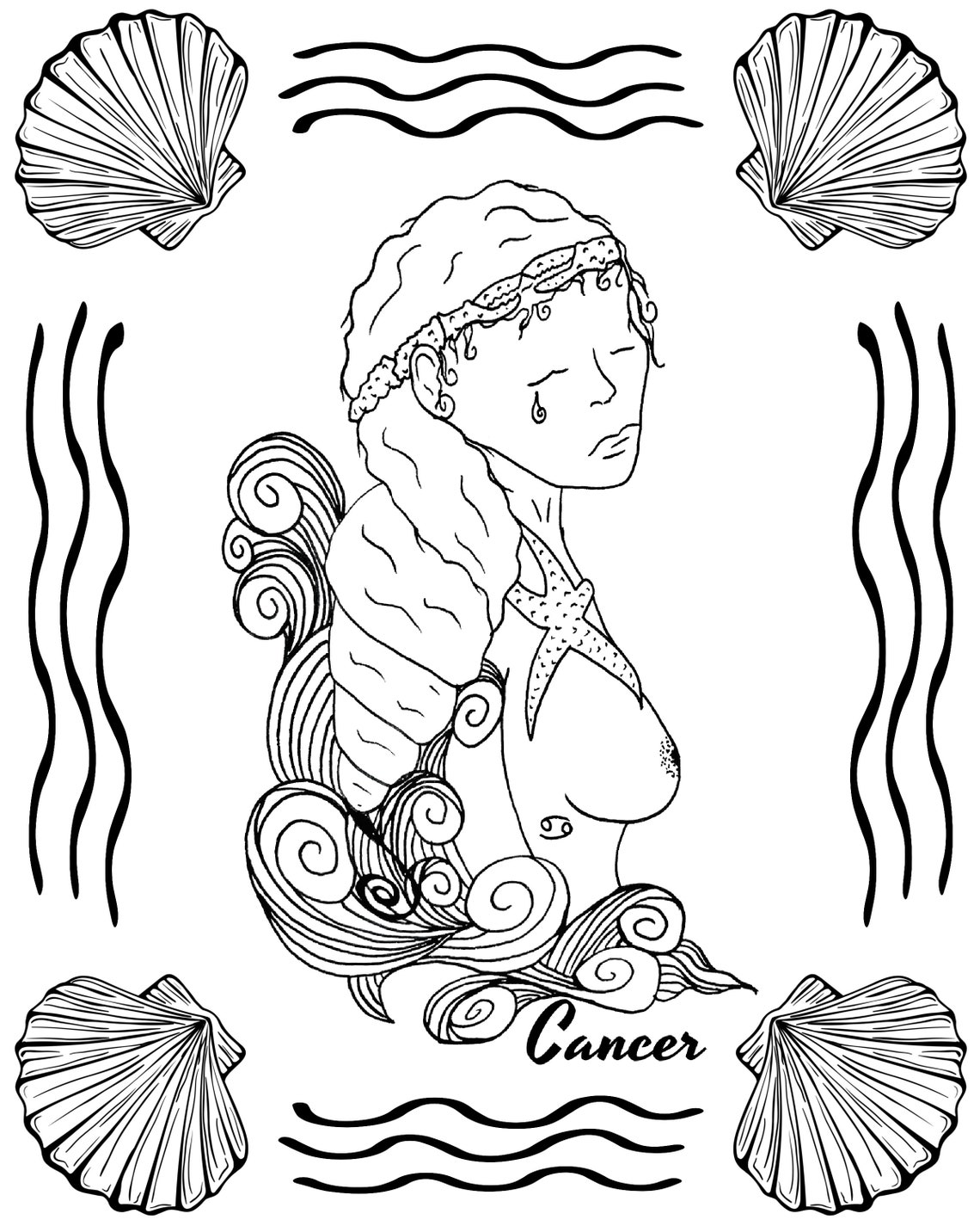 Cancer Zodiac Goddess Art High Quality Printable Download - Etsy