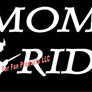 Vinyl Decal Moms Ride Witch broom funny truck van bumper sticker car truck laptop