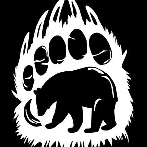 Bear Inside Paw Print Vinyl Decal truck bumper sticker car truck laptop fun