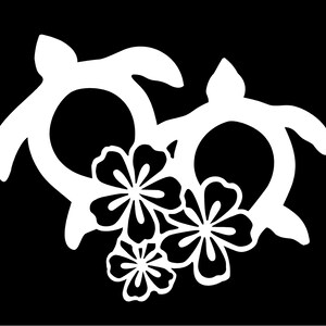 Turtles Sea Hibiscus Flowers Vinyl Decal truck bumper sticker car truck laptop fun